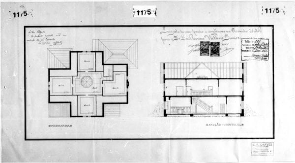 3 – Planta da mansarda e corte vertical.