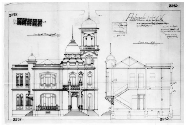 1 – Fachada principal e corte.