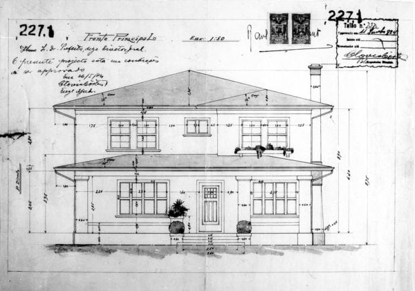 2 – Desenho das fachadas frontal e lateral direita.