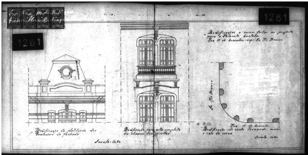 3 – Projeto arquitetônico com modificações a serem realizadas na platibanda, janelas e curva.