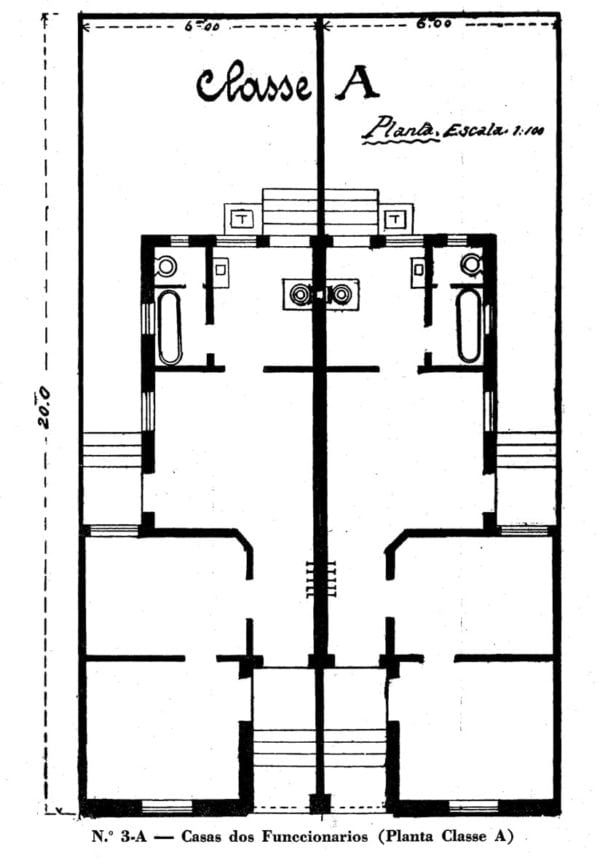 3 - Planta de casa para Funcionários: Classe A (1923/1924).