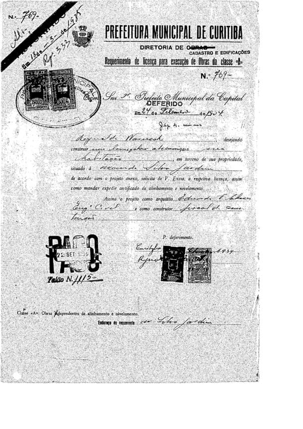 CPAEFC Registro 123 Imagem 2a Alvará 769