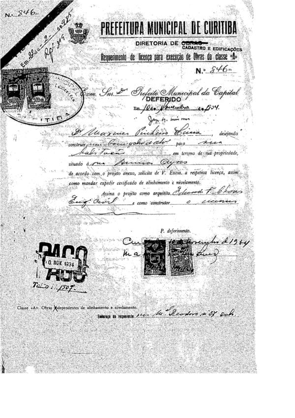 CPAEFC Registro 125 Imagem 2a Alvará 846