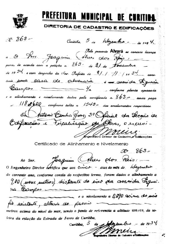 CPAEFC Registro 126 Imagem 3p Alvará 863