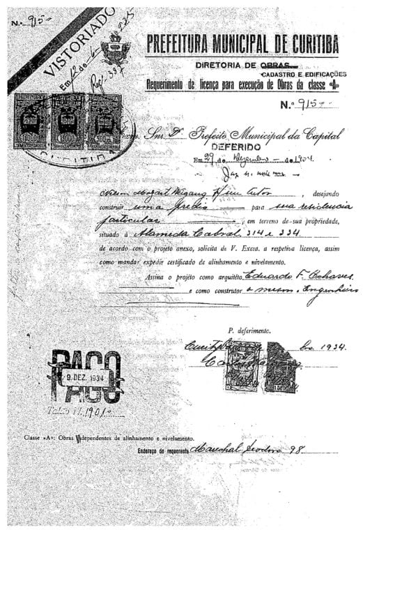 CPAEFC Registro 130 Imagem 2a Alvará 915