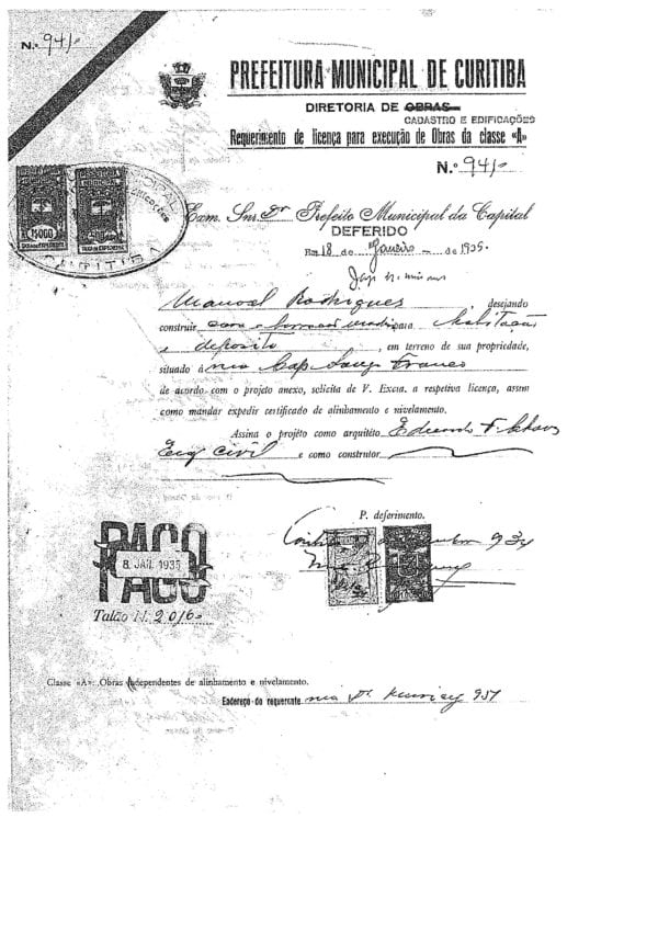 CPAEFC Registro 133 Imagem 2a Alvará 941