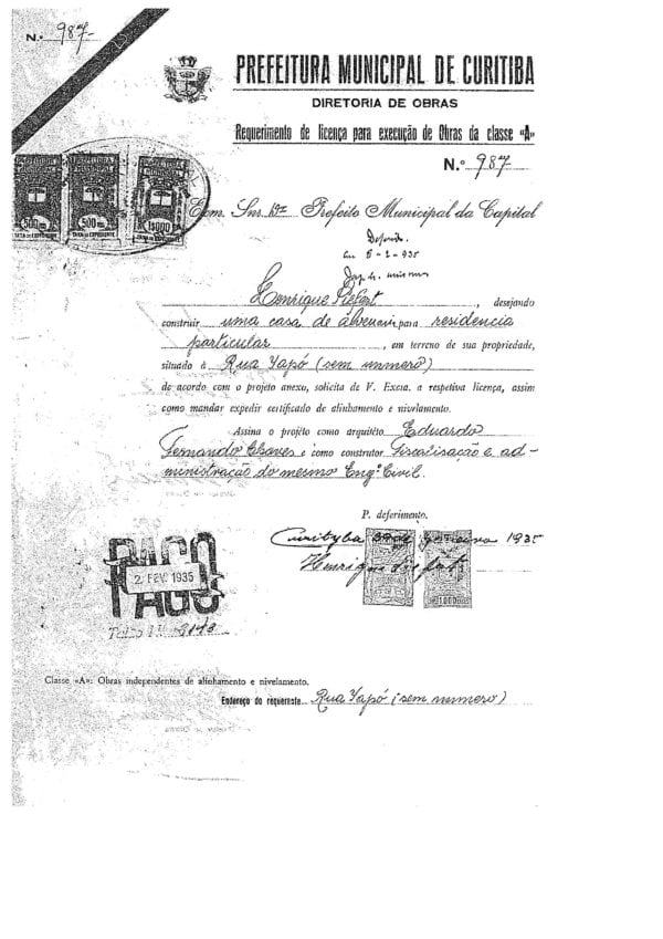 CPAEFC Registro 134 Imagem 2a Alvará 987