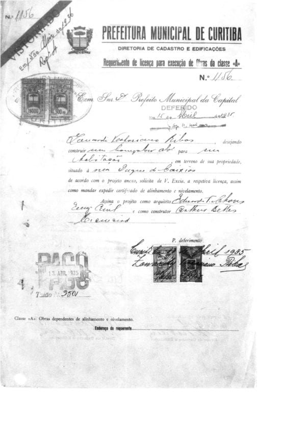 CPAEFC Registro 142 Imagem 2a Alvará 1156