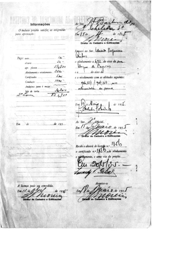 CPAEFC Registro 142 Imagem 2b Alvará 1156