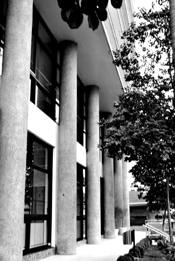 Detalhe dos pilotis na fachada principal do Edifício Oswaldo Lacerda de Pacheco, em Curitiba – 2009.