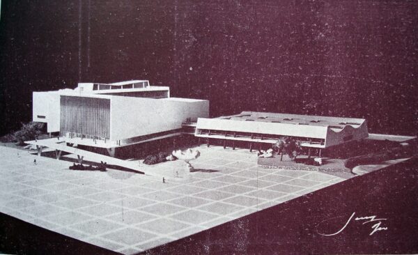 Maquete do Conjunto da Assembleia Legislativa no Centro Cívico, em Curitiba - 1953.