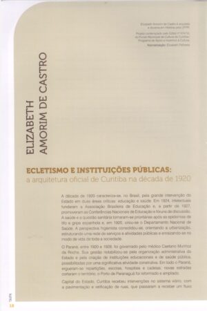 Ecletismo e instituições públicas - Elizabeth Amorim de Castro - Capa Artigo