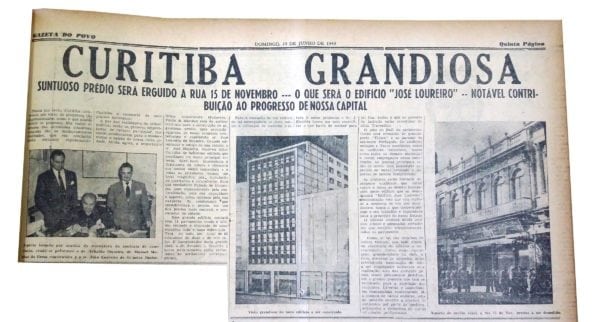 Anúncio da construção do Edifício José Loureiro na Rua XV de Novembro em 1949.