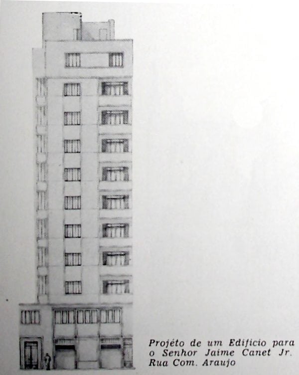 Perspectiva do Edifício Silva Lopes; desenho de 1952.