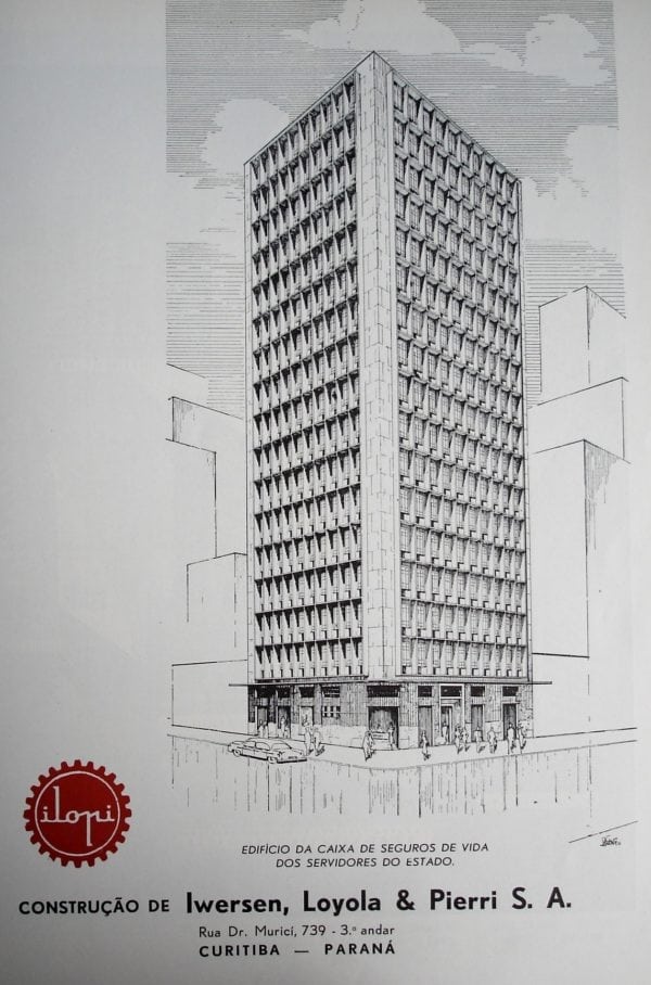 Perspectiva da Caixa de Seguros de Vida dos Funcionários do Estado do Paraná; desenho de 1952.