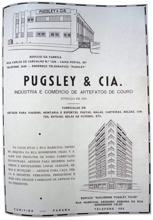 Anúncio da Loja Pugsley localizada no Edifício Guilherme Pugsley Filho, em 1953.