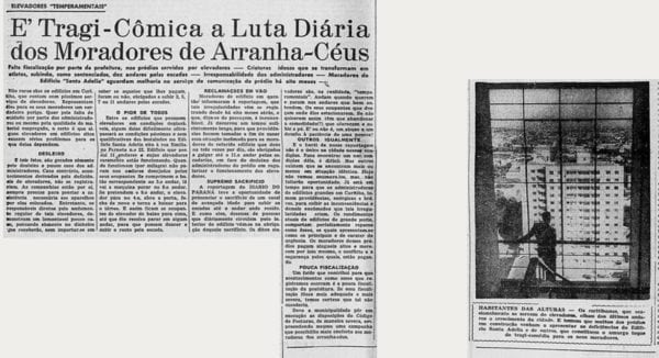 Matéria sobre o problema dos elevadores dos edifícios em altura de Curitiba em 1956.