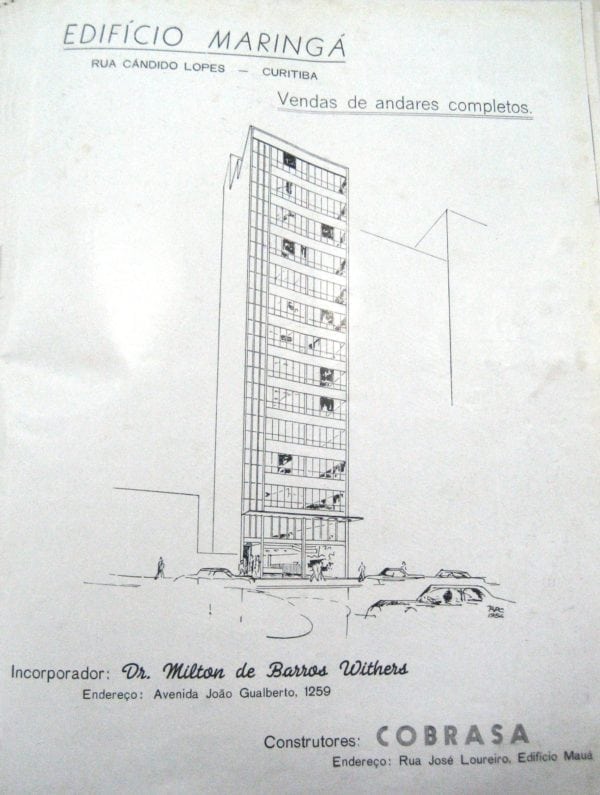 Anúncio de venda dos pavimentos do Edifício Maringá em 1955.