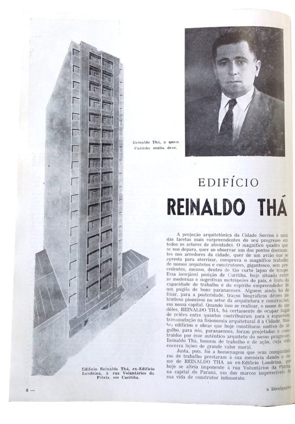 Anúncio de venda dos apartamentos do Edifício Reinaldo Thá em 1955.