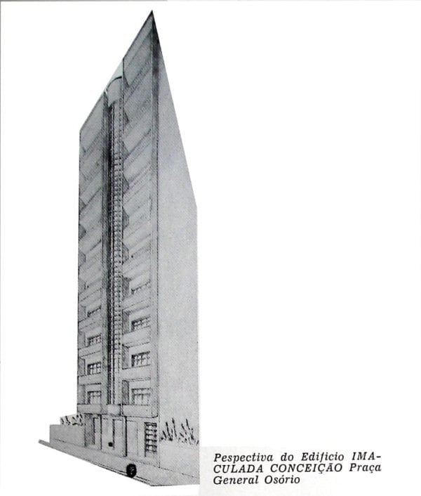 Perspectiva do Edifício Nossa Senhora da Conceição; desenho de 1952.