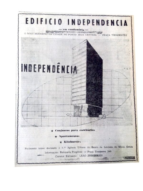 Anúncio de venda dos apartamentos do Edifício Independência em 1957.