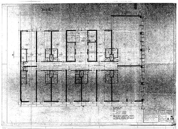 Planta do pavimento-tipo do Edifício Barão do Rio Branco; desenho de 1960.