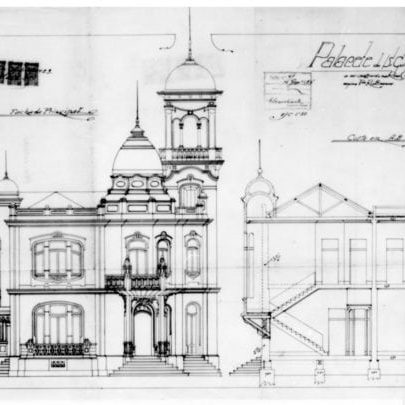 1 – Fachada principal e corte.