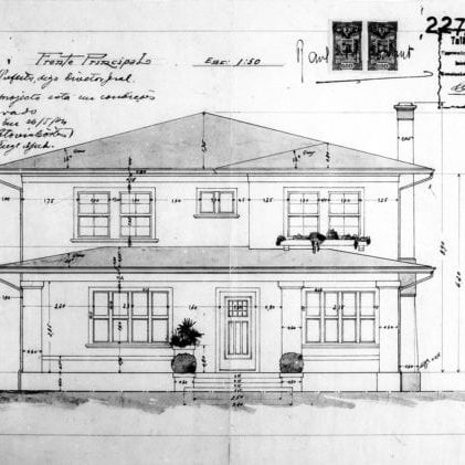 2 – Desenho das fachadas frontal e lateral direita.