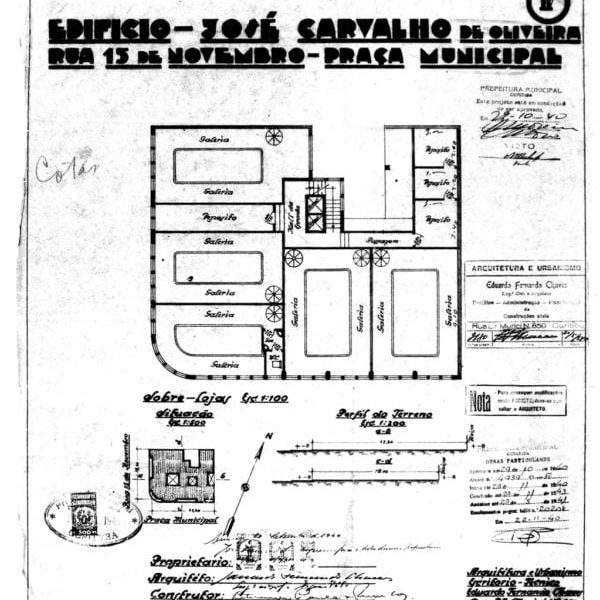 3 – Planta das lojas, perfil do terreno e
implantação.